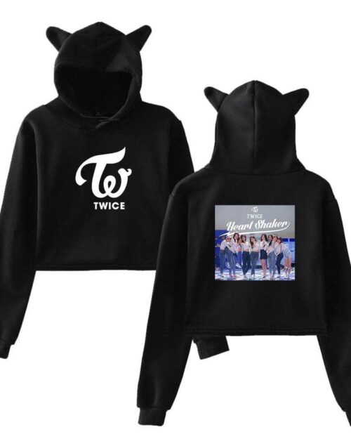 Twice Heart Shaker Cropped Hoodie #3