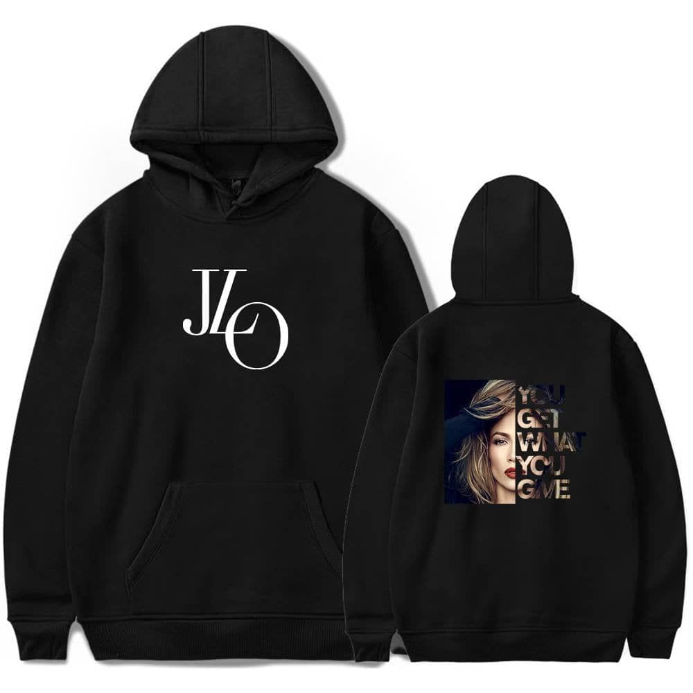 JLO logo hoodie with a stylish front and motivational graphic back print.