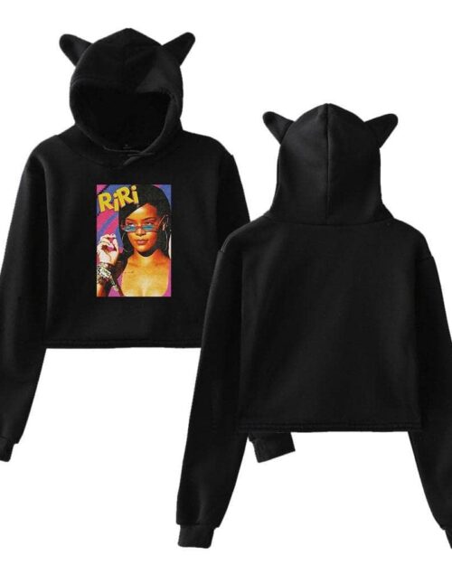 Rihanna Cropped Hoodie #1