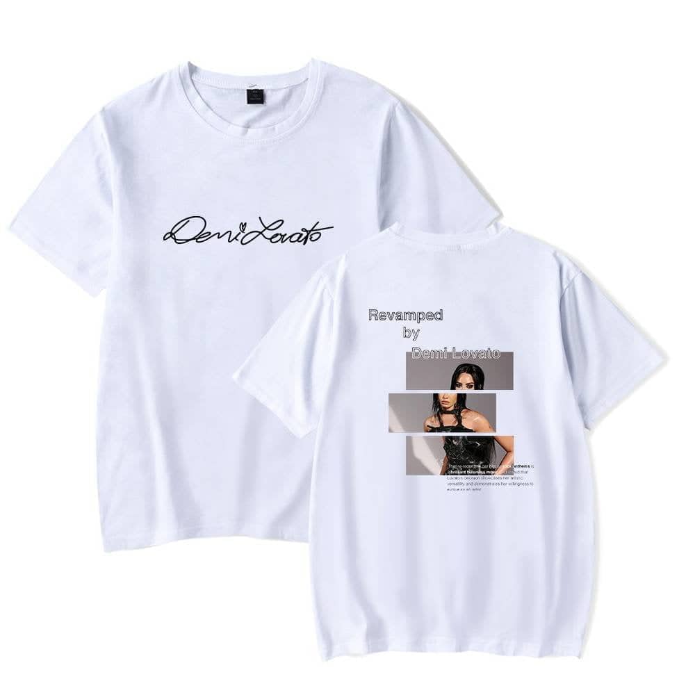 Demi Lovato merchandise T-shirts with artistic designs and photos of the artist, perfect for fans and stylish casual wear.