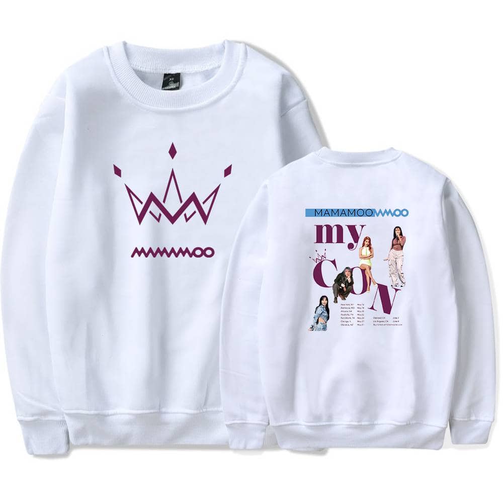 Crown logo graphic sweatshirt with minimalist design in purple, front and back view. Perfect for casual wear, featuring a comfortable fit and stylish print representing royal elegance. Unisex size for all fans.