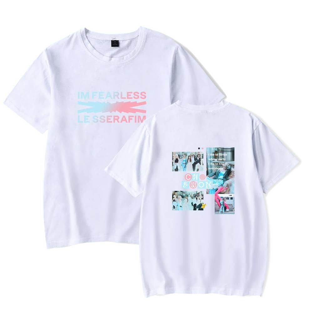 IM FEARLESS LESS LE ssER AFIM slogan t-shirt with graphic print, casual streetwear for women and men.