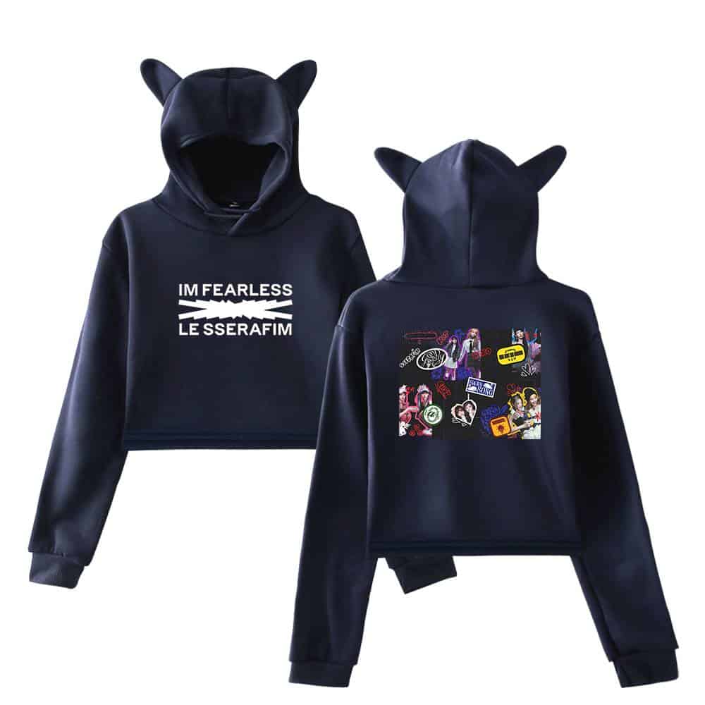 Black hooded sweatshirts with animal ears and graphic prints, perfect for casual wear and making a bold style statement. Made from comfortable, high-quality materials for everyday use.