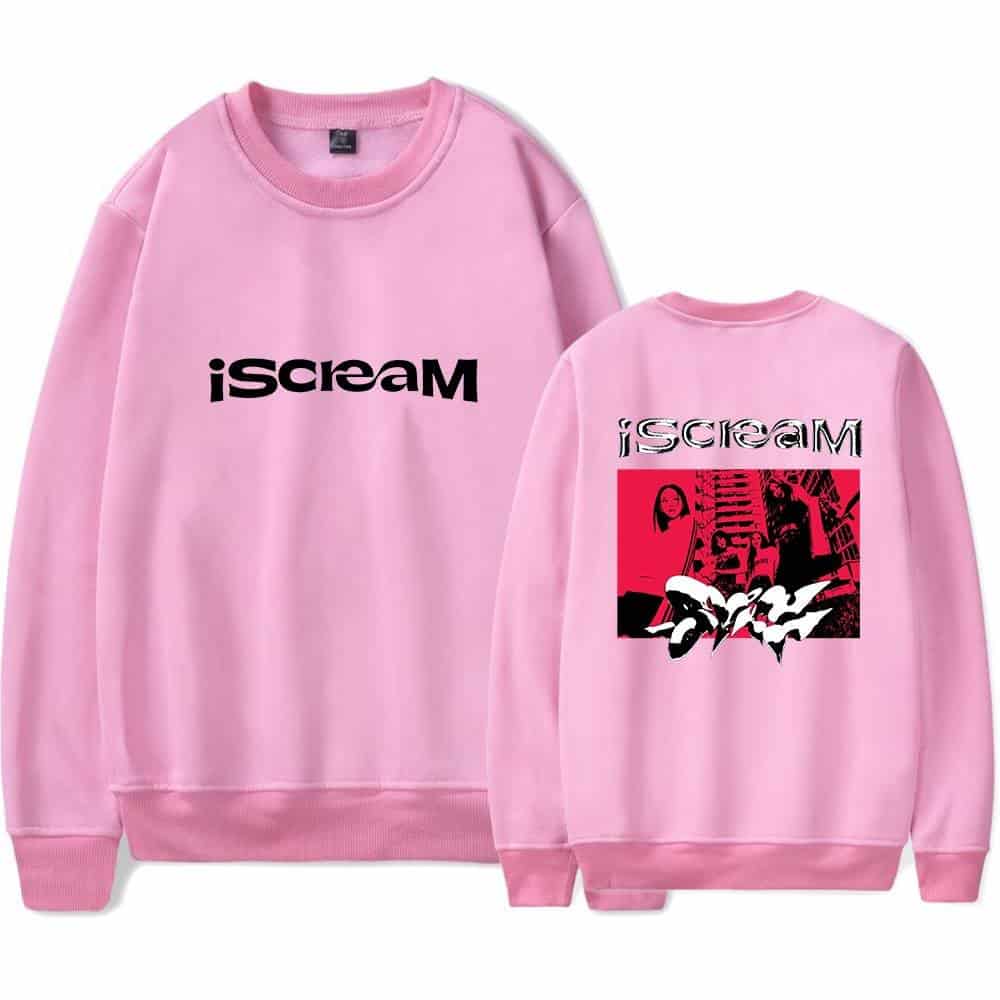 I scream pink sweatshirt with graphic design and text, unisex streetwear apparel, casual and trendy, perfect for fans of pop culture and street art.