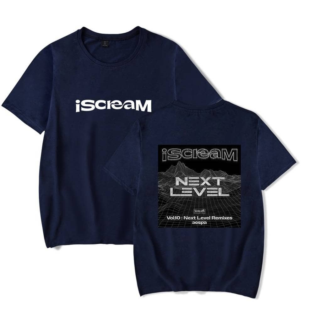 IScream Navy T-Shirt with Graphic Design and Bold Logo, Perfect for Music and Festival Fans.