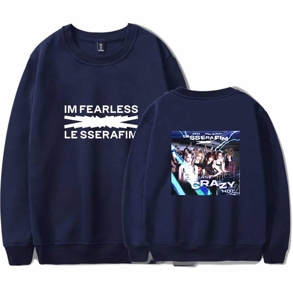 IM FEARLESS LE SSERAFIM graphic sweatshirt front and back.