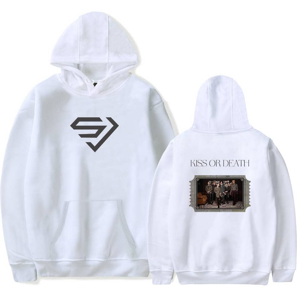 Superhero-inspired graphic hoodie with a front emblem and artistic back design, perfect for fans of pop culture and streetwear fashion. Made of comfortable cotton blend, featuring a large front pocket and adjustable hood.