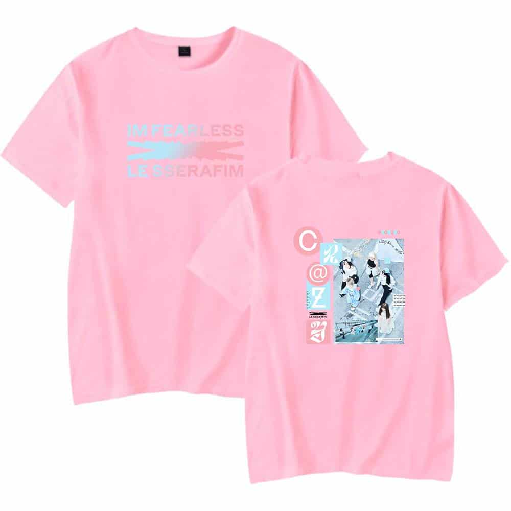 Pink graphic T-shirt with motivational quotes and modern digital art design, perfect for casual or streetwear outfits.