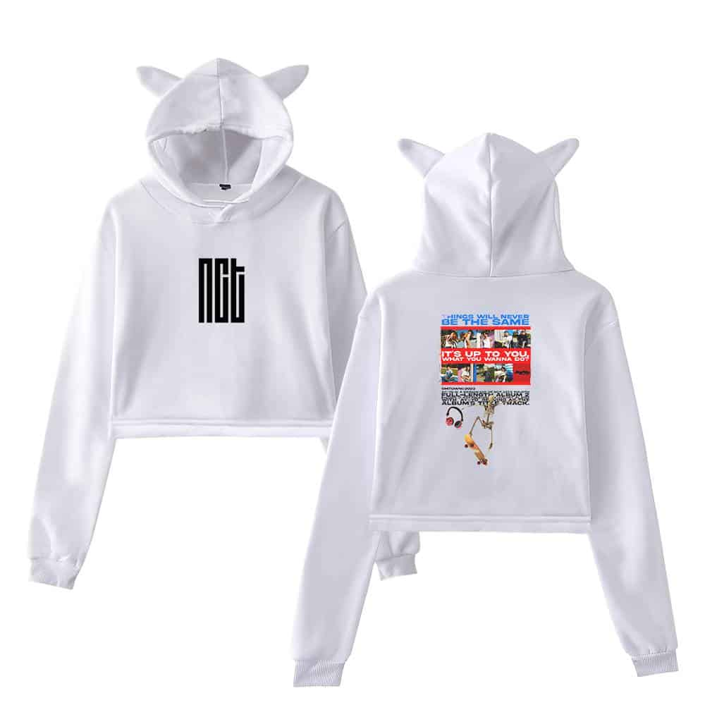 NOB logo hoodie with animal ears on the hood, stylish streetwear for teens and young adults.