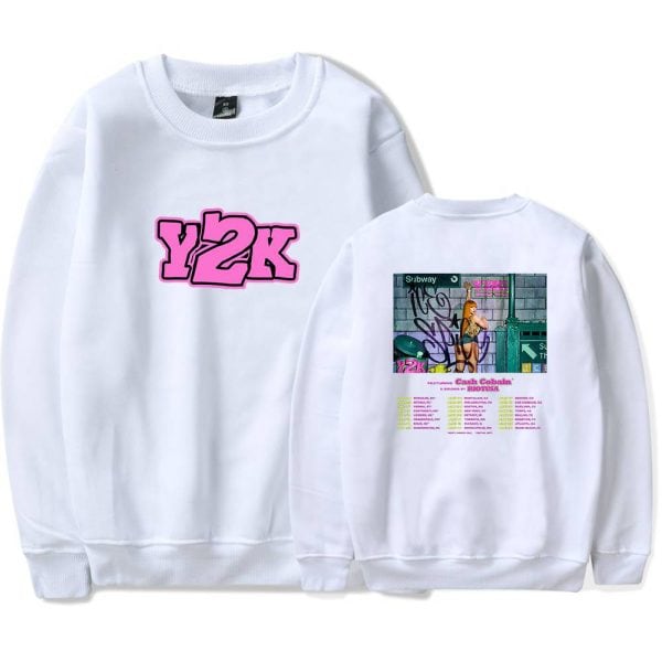 Y2K graffiti-style sweatshirt with urban subway artwork and colorful text design.