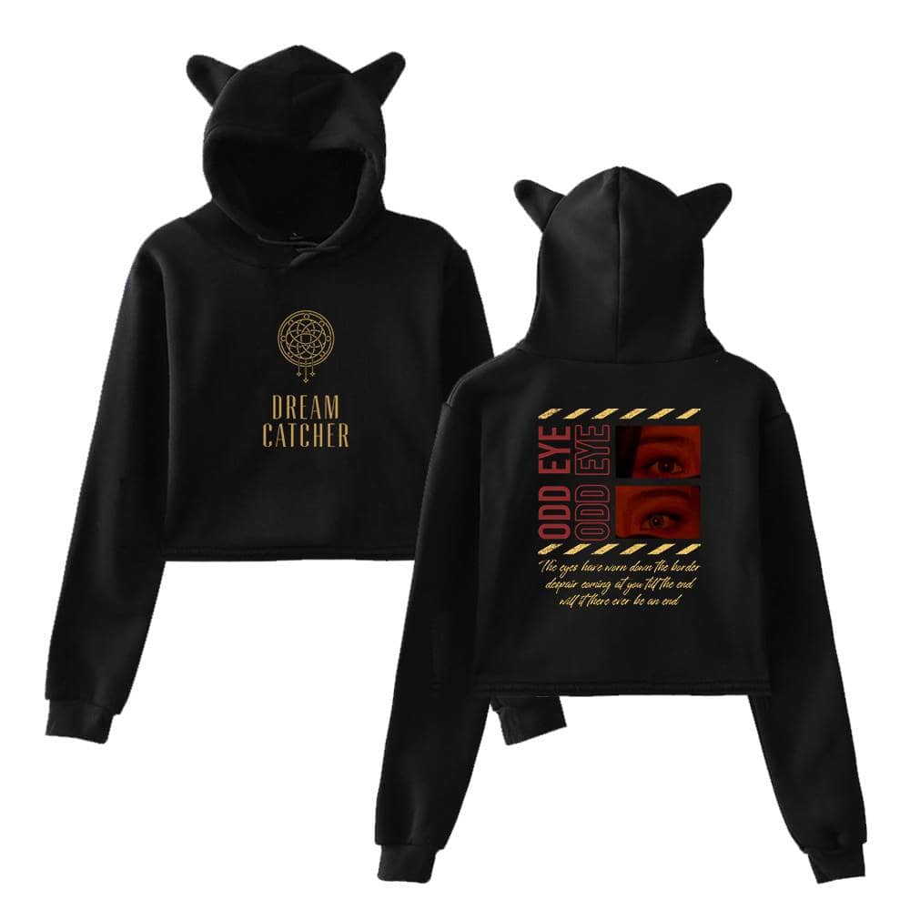 Dream Catcher hoodie with unique eye design and a dream catcher graphic, featuring playful cat ear details on the hood, perfect for trendy casual wear.