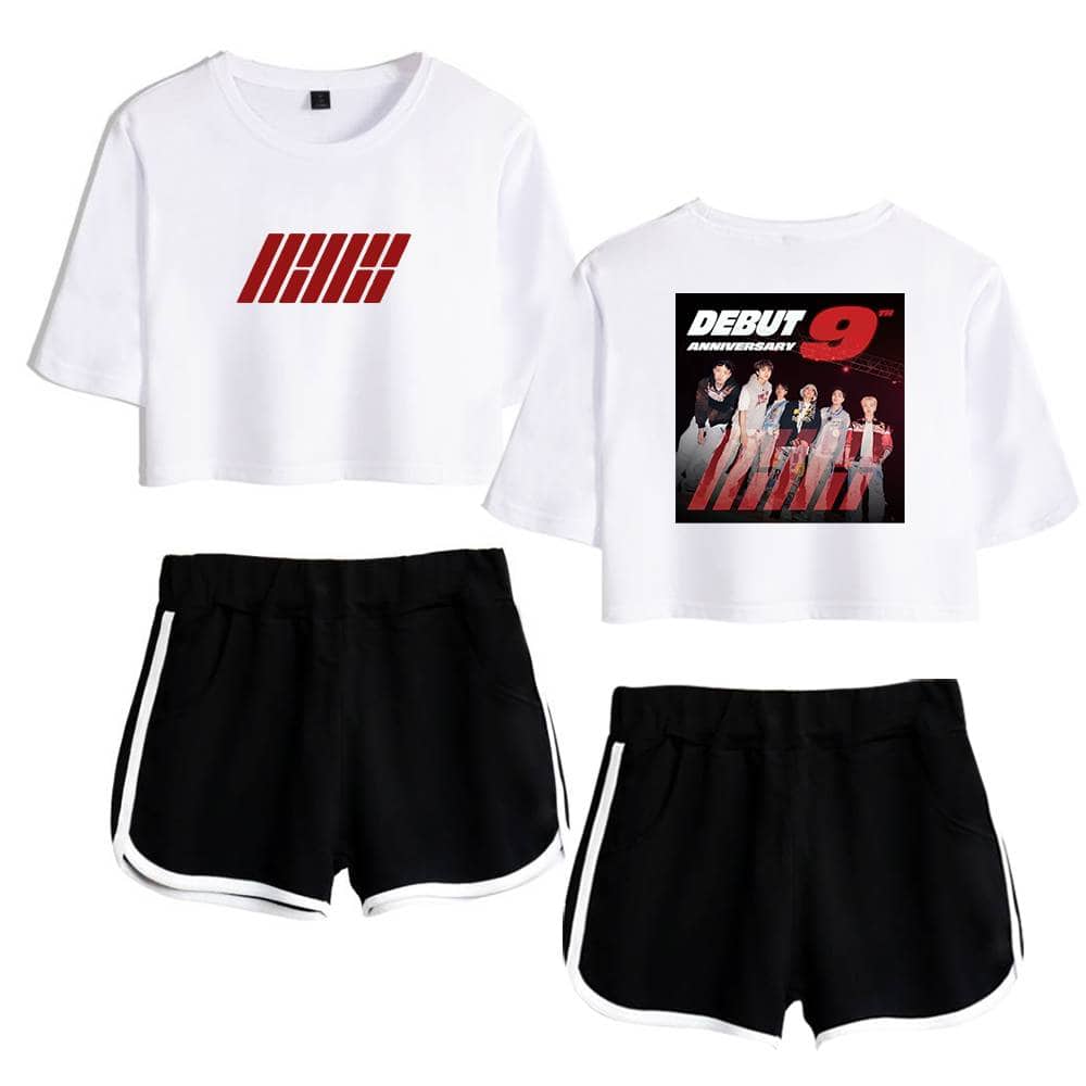 IHhi cropped T-shirt with shorts, inspired by debut anniversary.