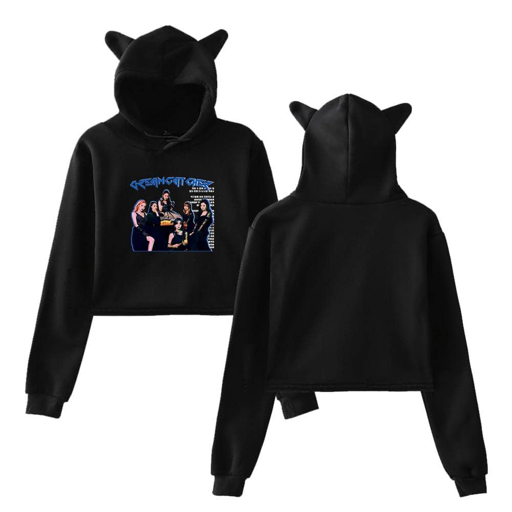 Dream Girls graphic hoodie with a fun, graphic print of a girl band on the front, featuring cat ear hood design, perfect for casual wear and fans of pop culture or music-inspired fashion.