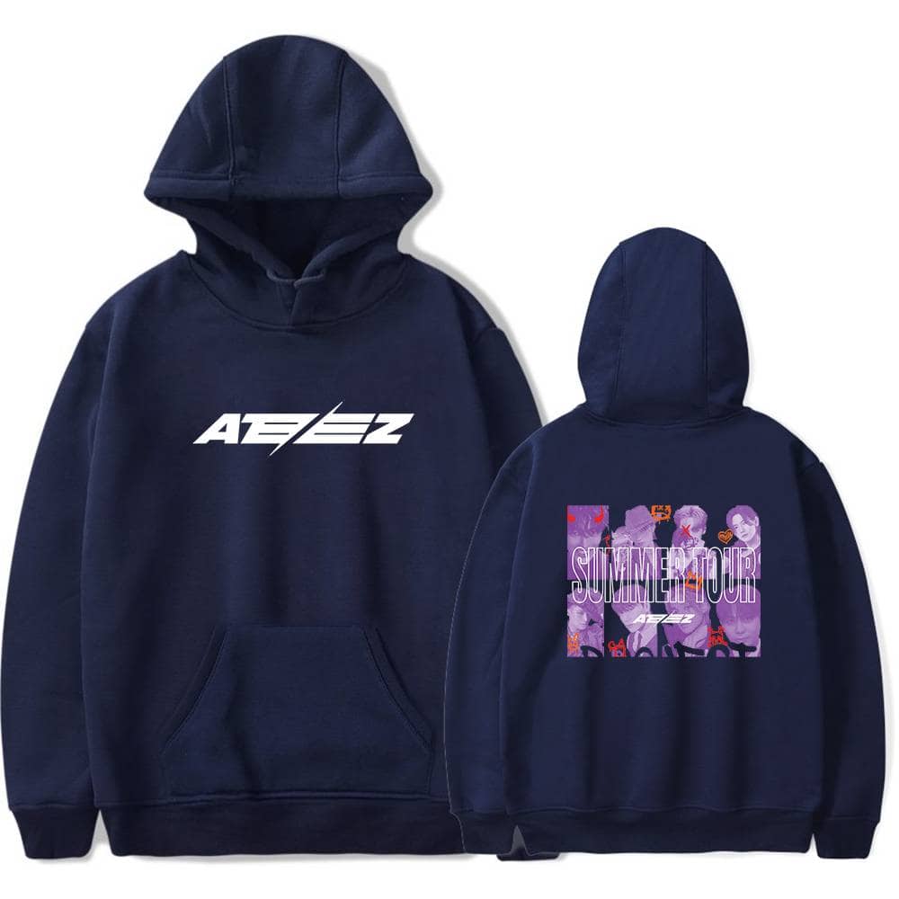 AZEEZ summer tour hoodie with graphic design and bold text.