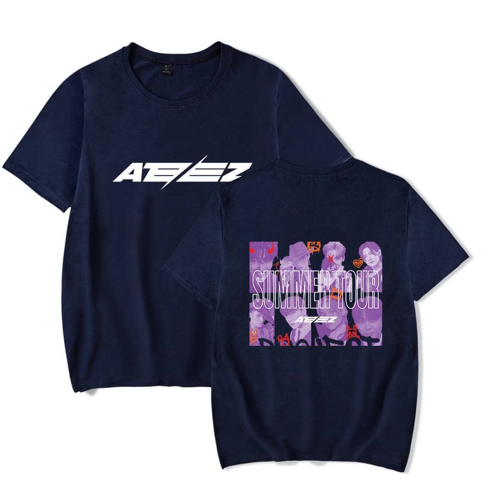 AEZZ summer tour graphic t-shirt merchandise with bold logo and vibrant design.