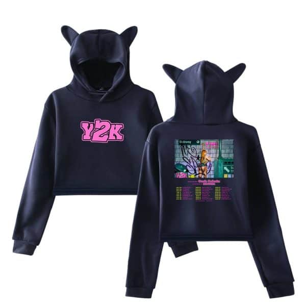 Y2K graffiti subway-themed oversized hoodie with animal ears, front pink logo, and back graphic design featuring a woman near subway signs, perfect for streetwear fashion.