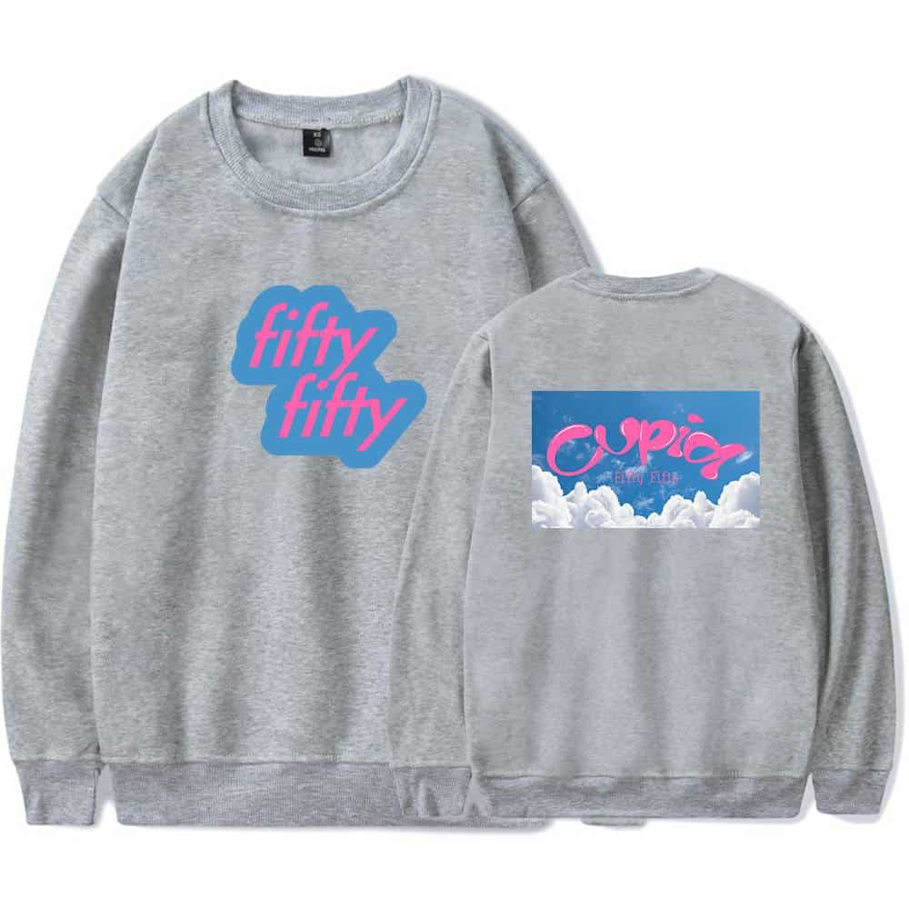 Fifty fifty sweatshirt with cloud and sky graphic design, casual unisex clothing, graphic sweatshirt for streetwear and fashion, trendy oversized sweatshirt for men and women.